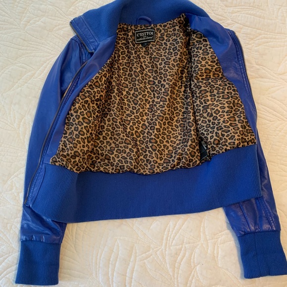 C’ESTTOI Cobalt Blue Faux Leather Jacket - Picture 5 of 8